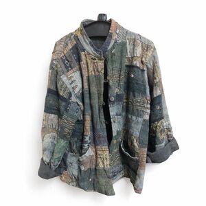 Vintage Patchwork Art Jacket Boho Lagenlook Oversized